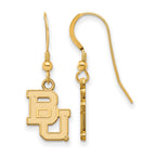 Sterling Silver Gold-plated LogoArt Baylor University Bears Small Dangle Wire Earrings