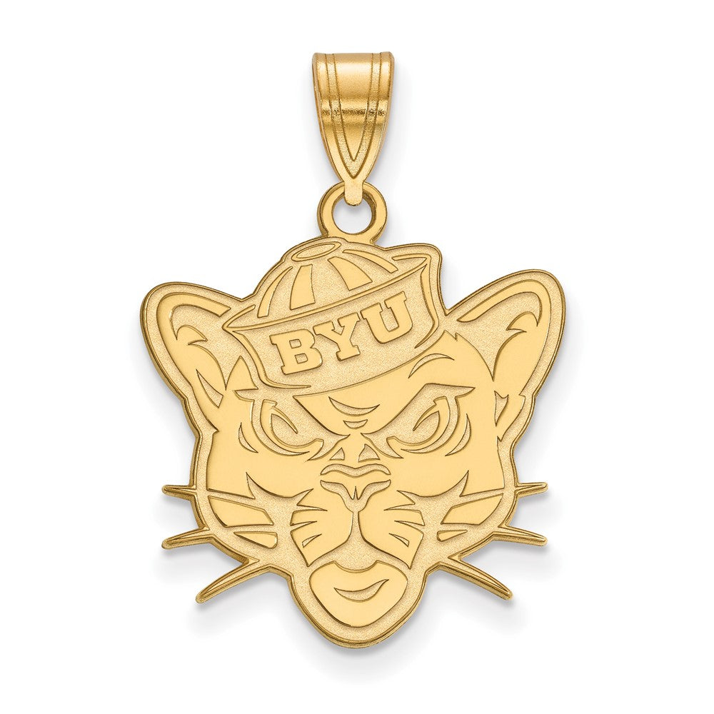 Sterling Silver Gold-plated LogoArt Brigham Young University Cougar Large Pendant