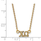 Sterling Silver Gold-plated LogoArt Chi Omega Sorority Greek Letters Extra Small Pendant 18 inch Necklace