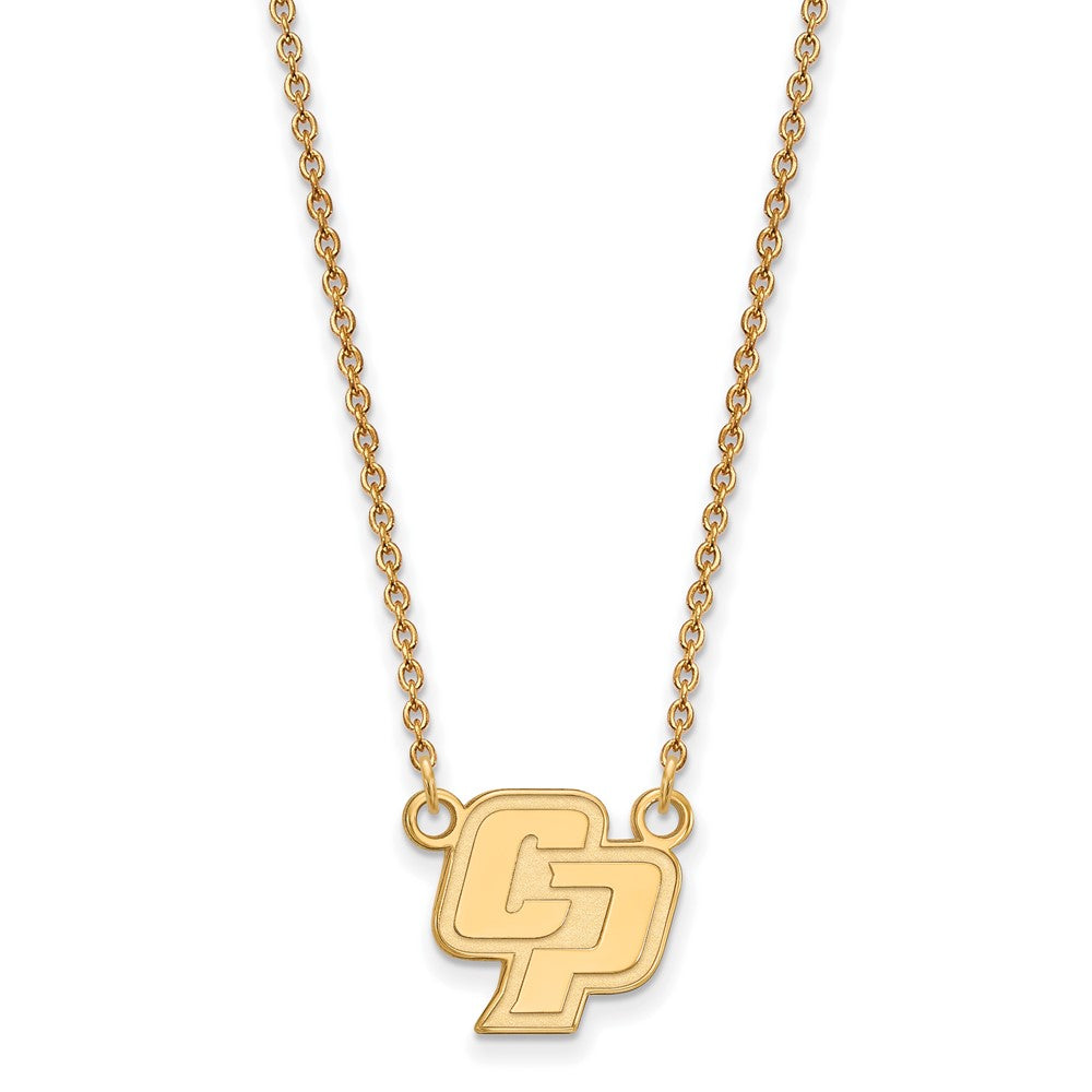 Sterling Silver Gold-plated LogoArt California Polytechnic State University C-P Small Pendant 18 inch Necklace