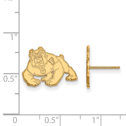 10k Gold LogoArt California State University Fresno Bulldog Small Post Earrings