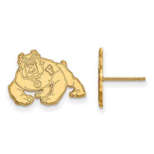 10k Gold LogoArt California State University Fresno Bulldog Small Post Earrings