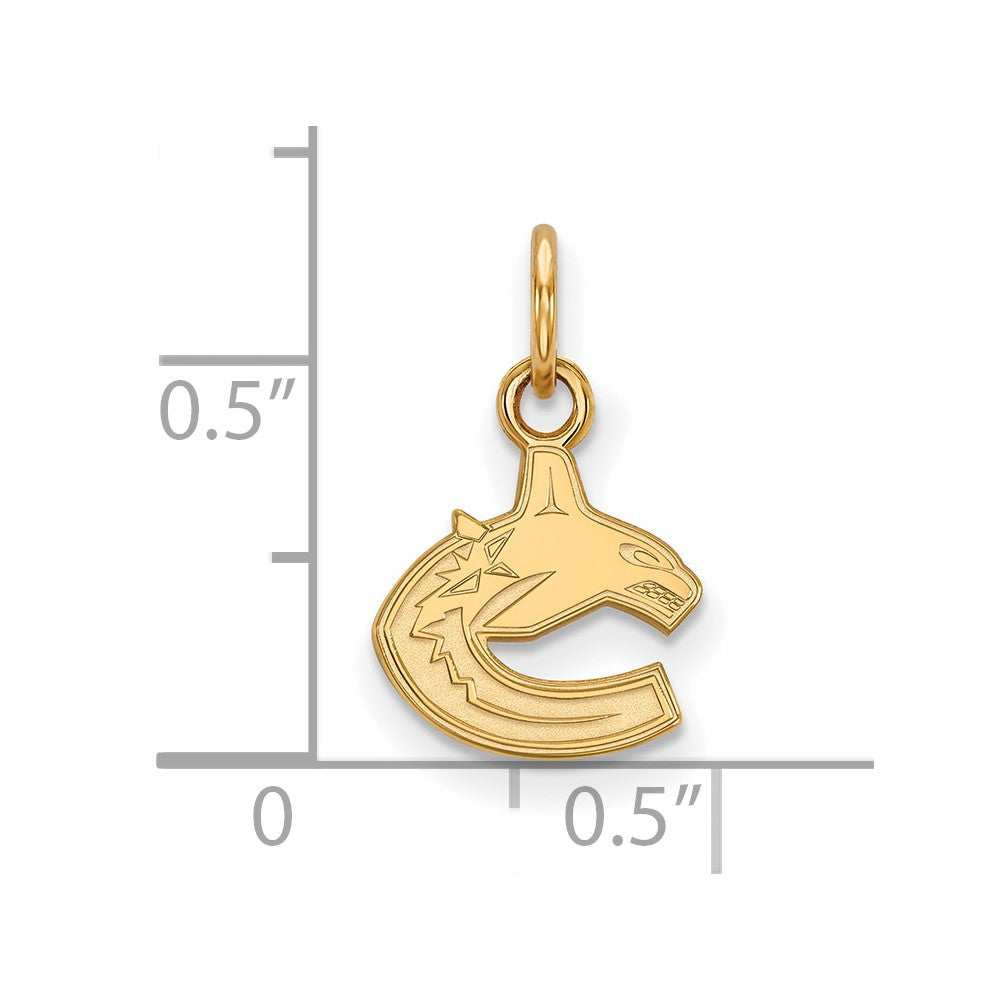 Sterling Silver Gold-plated NHL LogoArt Vancouver Canucks Extra Small Pendant