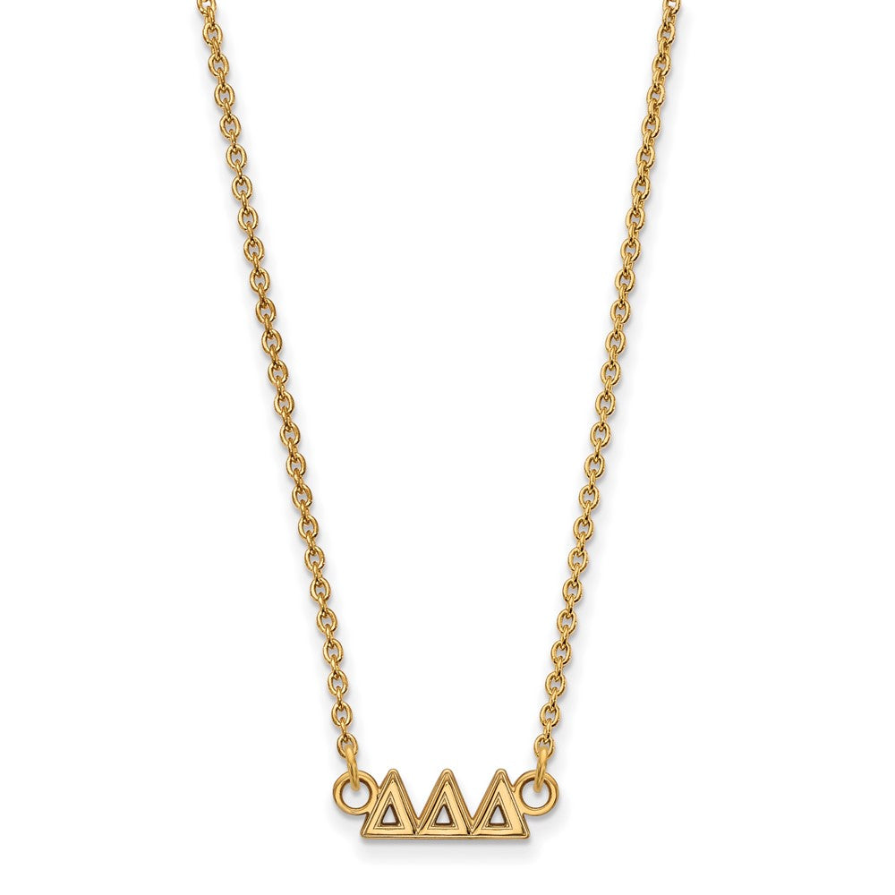 Sterling Silver Gold-plated LogoArt Delta Delta Delta Sorority Greek Letters Extra Small Pendant 18 inch Necklace