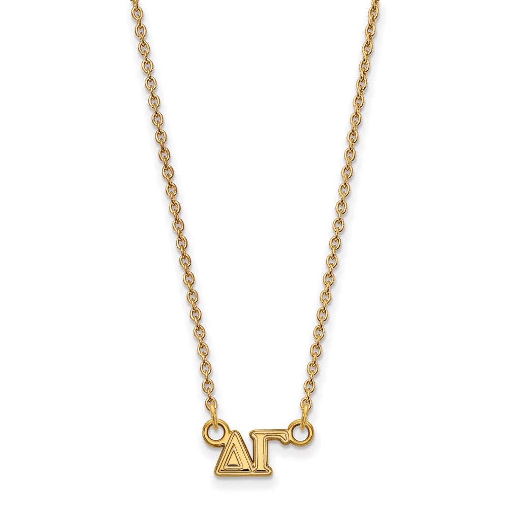 Sterling Silver Gold-plated LogoArt Delta Gamma Sorority Greek Letters Extra Small Pendant 18 inch Necklace