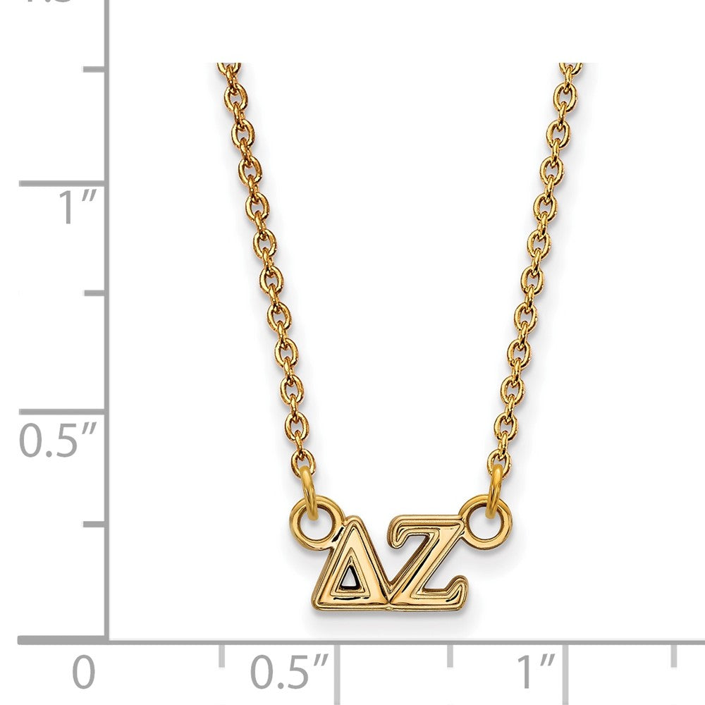 Sterling Silver Gold-plated LogoArt Delta Zeta Sorority Greek Letters Extra Small Pendant 18 inch Necklace