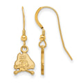 Sterling Silver Gold-plated LogoArt East Carolina University Pirate Extra Small Dangle Wire Earrings