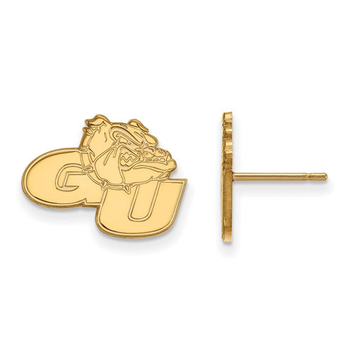10k Gold LogoArt Gonzaga University G-U Bulldog Small Post Earrings