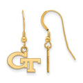 Sterling Silver Gold-plated LogoArt Georgia Institute of Technology G-T Extra Small Dangle Wire Earrings