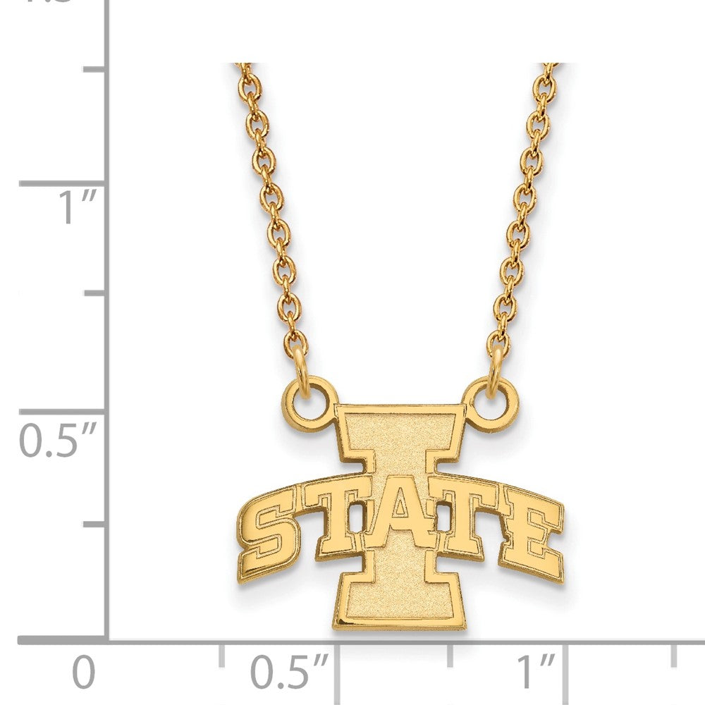 Sterling Silver Gold-plated LogoArt Iowa State University Small Pendant 18 inch Necklace