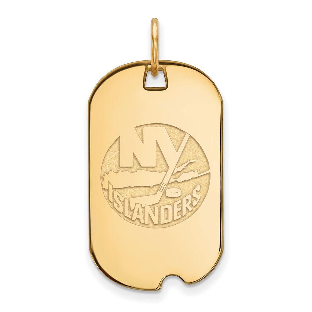 Sterling Silver Gold-plated NHL LogoArt New York Islanders Small Dog Tag Pendant