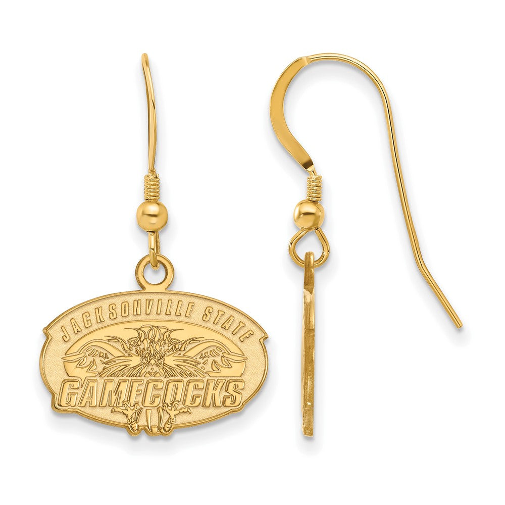 Sterling Silver Gold-plated LogoArt Jacksonville State University Small Dangle Wire Earrings