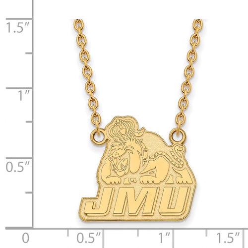 10k Gold LogoArt James Madison University Large Pendant 18 inch Necklace