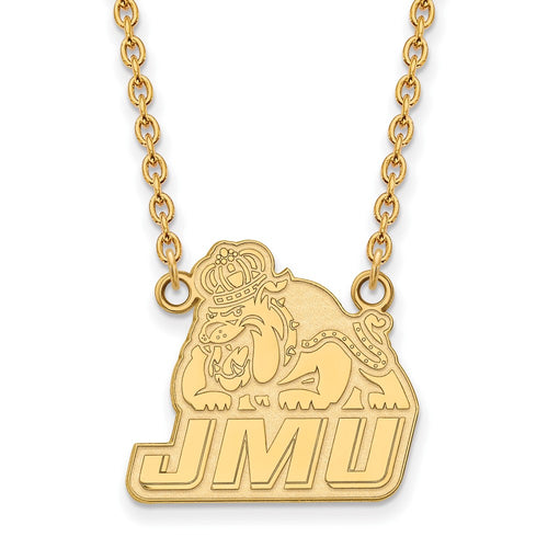 10k Gold LogoArt James Madison University Large Pendant 18 inch Necklace