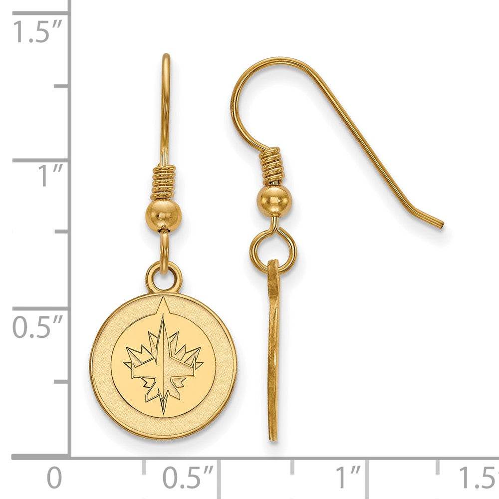 Sterling Silver Gold-plated NHL LogoArt Winnipeg Jets Small Dangle Earrings