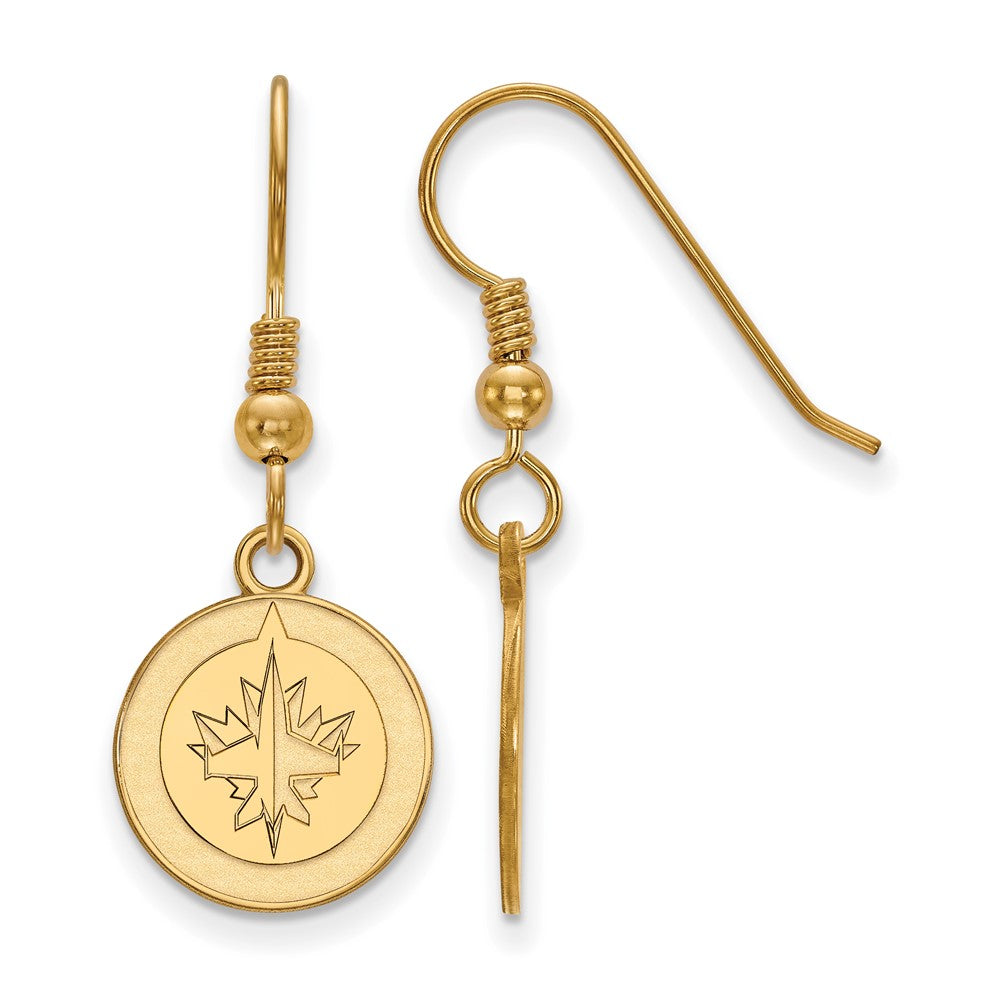 Sterling Silver Gold-plated NHL LogoArt Winnipeg Jets Small Dangle Earrings