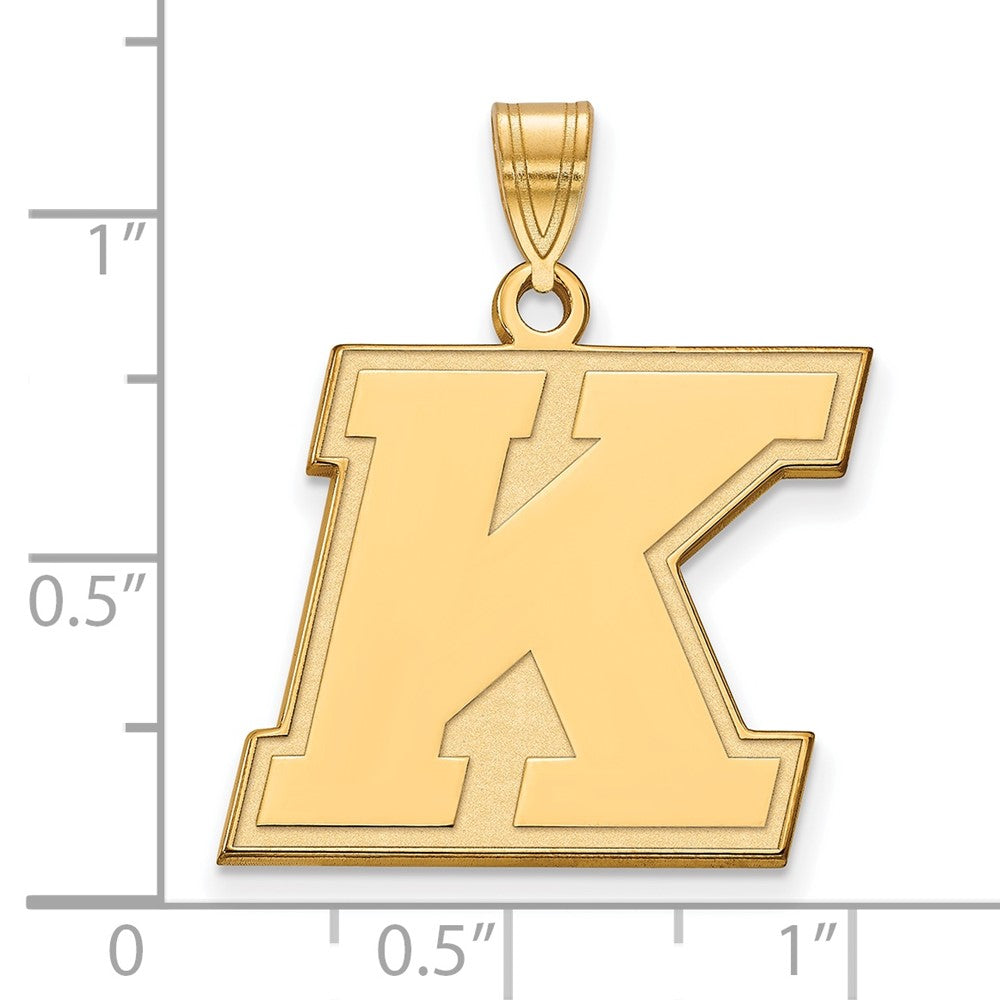 Sterling Silver Gold-plated LogoArt Kent State University Letter K Large Pendant