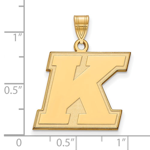 10k Gold LogoArt Kent State University Letter K Large Pendant