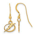 Sterling Silver Gold-plated NHL LogoArt Tampa Bay Lightning Extra Small Dangle Wire Earrings