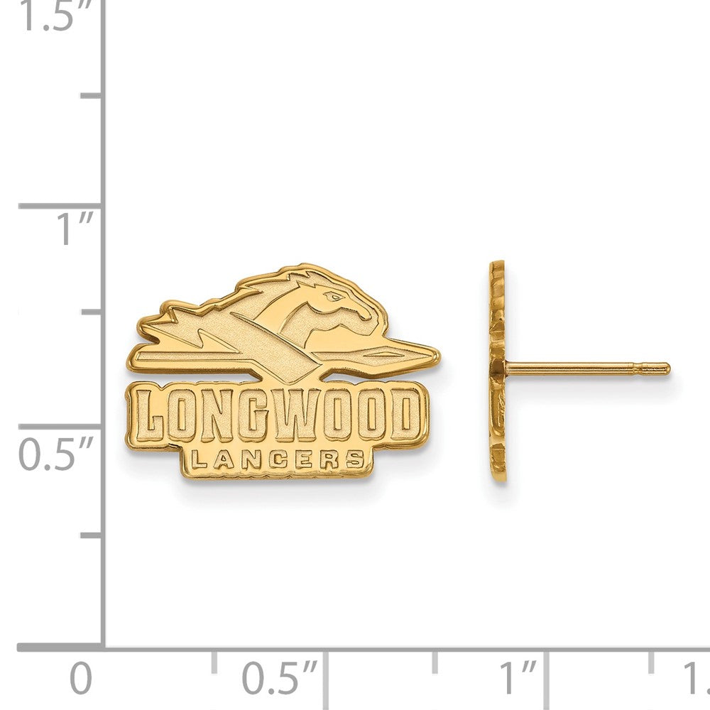 Sterling Silver Gold-plated LogoArt Longwood University Lancers Small Post Earrings
