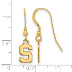 Sterling Silver Gold-plated LogoArt Michigan State University Letter S Extra Small Dangle Wire Earrings