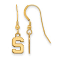 Sterling Silver Gold-plated LogoArt Michigan State University Letter S Extra Small Dangle Wire Earrings