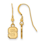 Sterling Silver Gold-plated LogoArt North Carolina State University N-C-S Extra Small Dangle Wire Earrings