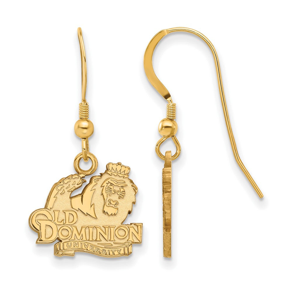 Sterling Silver Gold-plated LogoArt Old Dominion University Small Dangle Wire Earrings