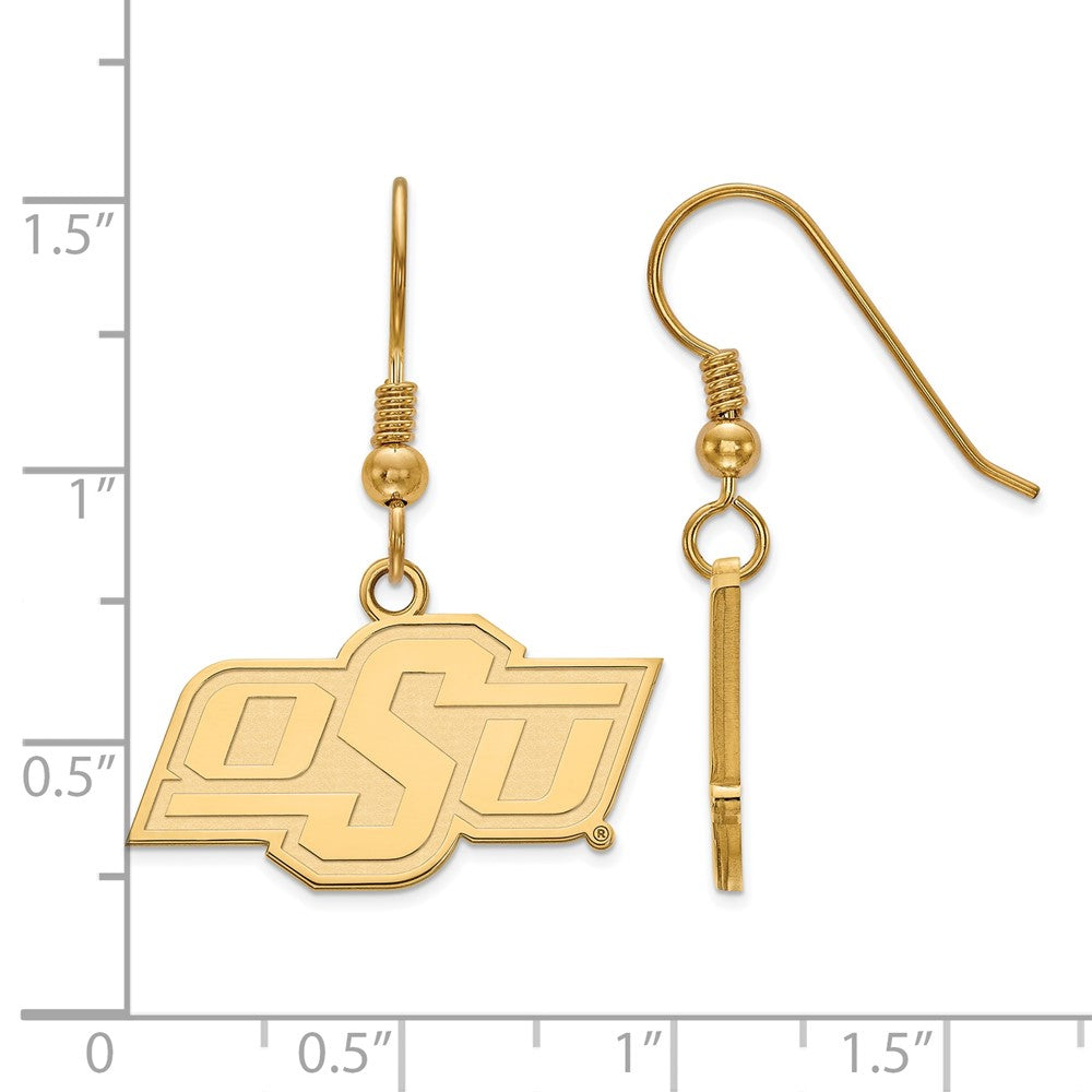 Sterling Silver Gold-plated LogoArt Oklahoma State University O-S-U Small Dangle Earrings