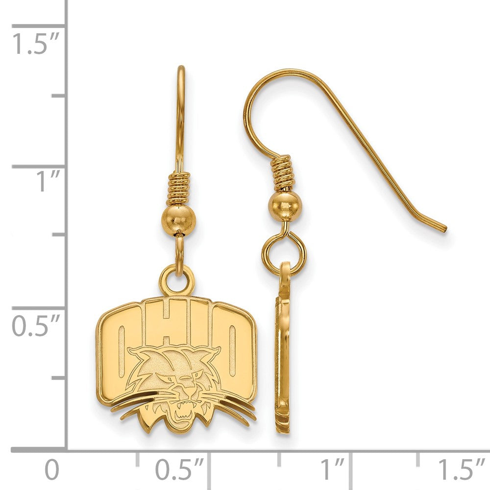Sterling Silver Gold-plated LogoArt Ohio University Small Dangle Wire Earrings