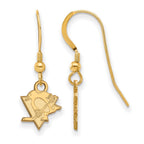 Sterling Silver Gold-plated NHL LogoArt Pittsburgh Penguins Extra Small Dangle Wire Earrings