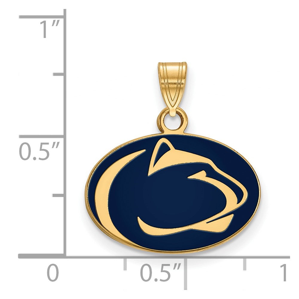 Sterling Silver Gold-plated LogoArt Penn State University Lion Small Enameled Pendant