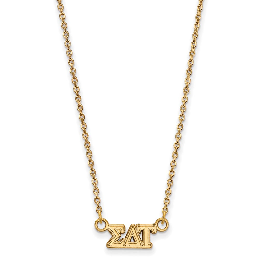 Sterling Silver Gold-plated LogoArt Sigma Delta Tau Sorority Greek Letters Extra Small Pendant 18 inch Necklace