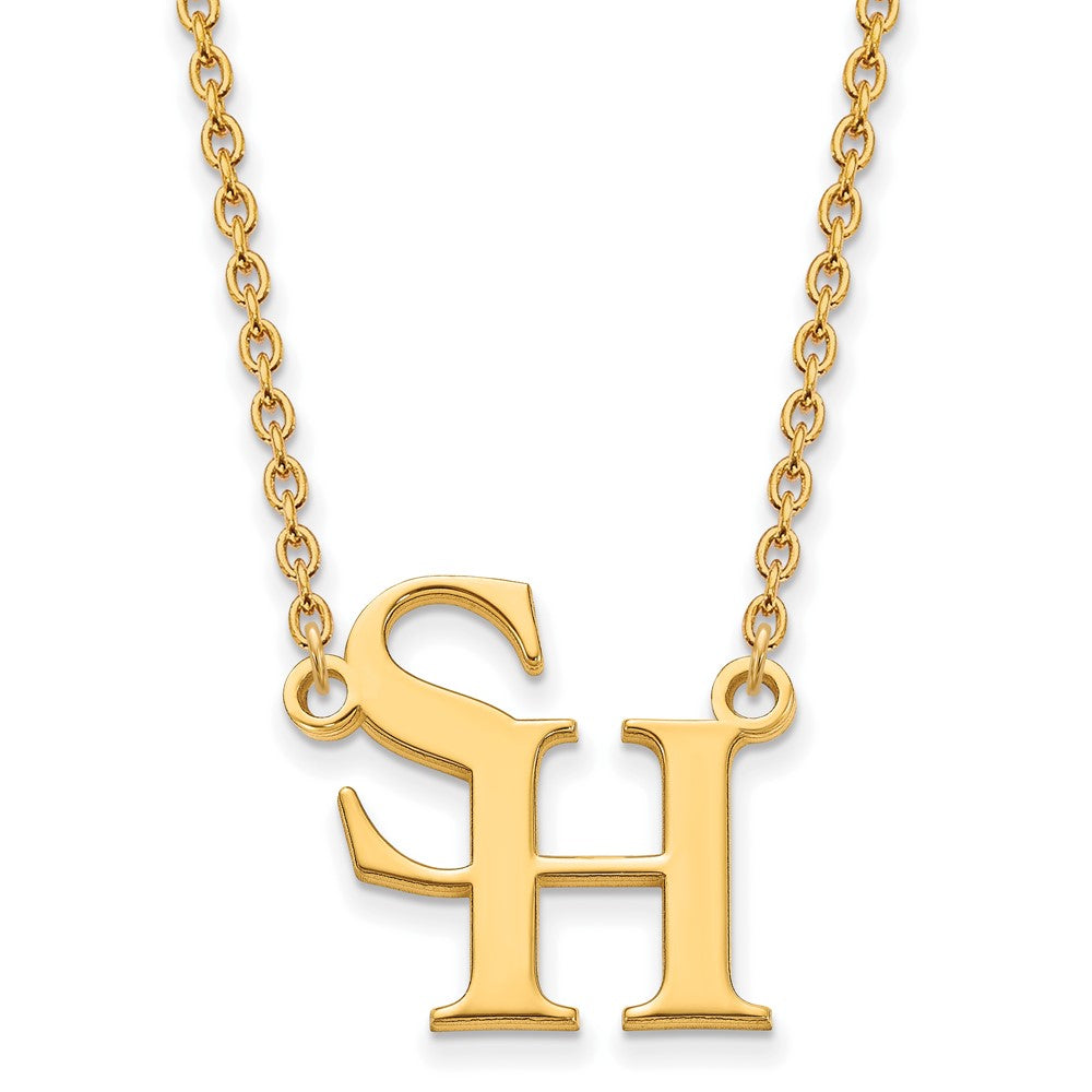 Sterling Silver Gold-plated LogoArt Sam Houston State University Large Pendant 18 inch Necklace