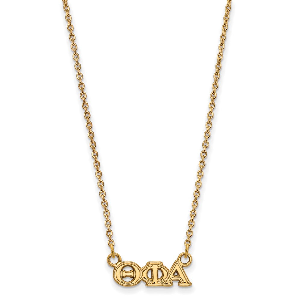 Sterling Silver Gold-plated LogoArt Theta Phi Alpha Sorority Greek Letters Extra Small Pendant 18 inch Necklace