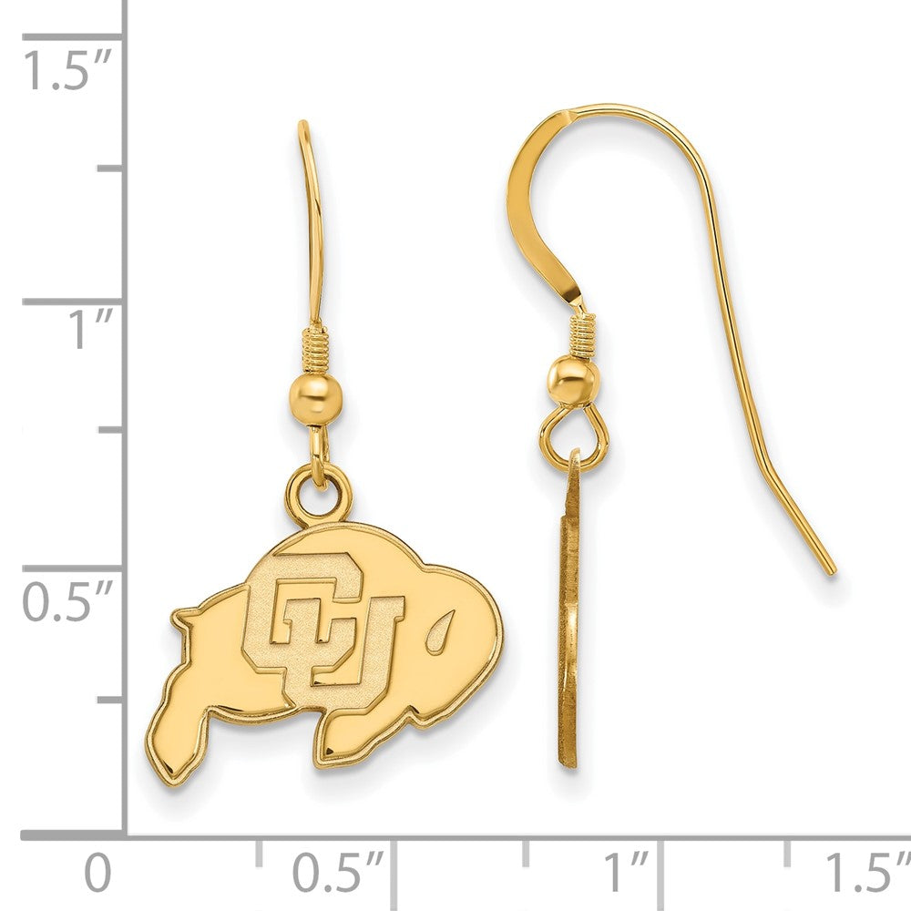 Sterling Silver Gold-plated LogoArt University of Colorado Buffalo Small Dangle Wire Earrings