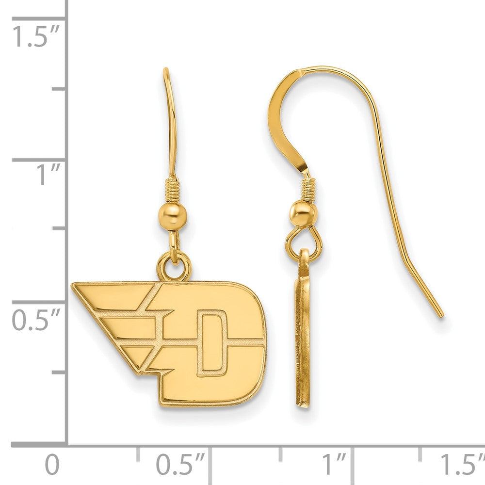 Sterling Silver Gold-plated LogoArt University of Dayton Small Dangle Wire Earrings