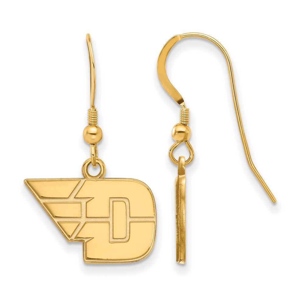 Sterling Silver Gold-plated LogoArt University of Dayton Small Dangle Wire Earrings