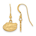 Sterling Silver Gold-plated LogoArt University of Florida Gator Extra Small Dangle Wire Earrings