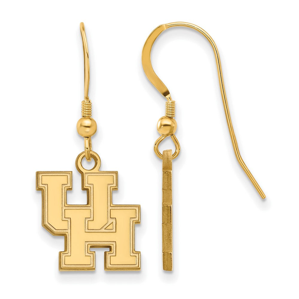 Sterling Silver Gold-plated LogoArt University of Houston U-H Small Dangle Wire Earrings