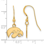 Sterling Silver Gold-plated LogoArt University of Iowa Hawk Extra Small Dangle Wire Earrings