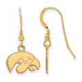 Sterling Silver Gold-plated LogoArt University of Iowa Hawk Extra Small Dangle Wire Earrings