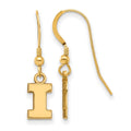 Sterling Silver Gold-plated LogoArt University of Illinois Letter I Extra Small Dangle Wire Earrings