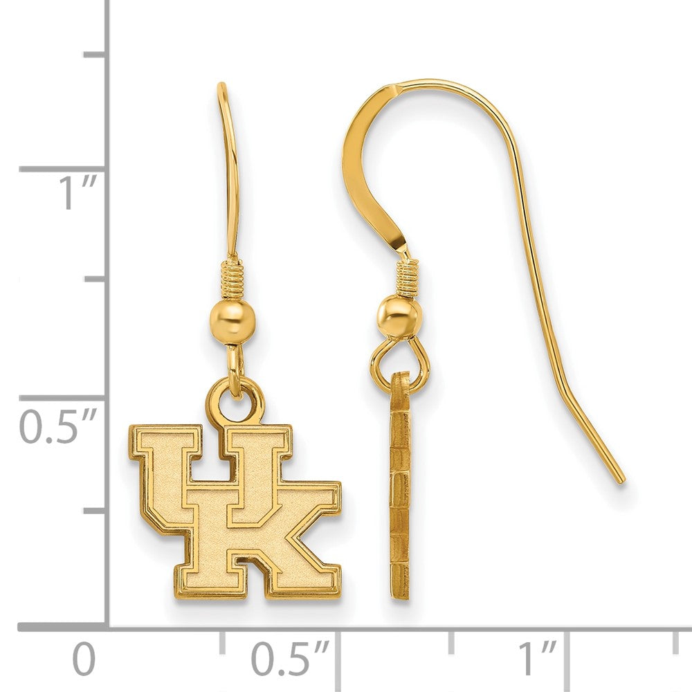 Sterling Silver Gold-plated LogoArt University of Kentucky U-K Extra Small Dangle Wire Earrings