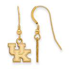 Sterling Silver Gold-plated LogoArt University of Kentucky U-K Extra Small Dangle Wire Earrings