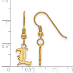 Sterling Silver Gold-plated LogoArt University of Louisville Letter L Extra Small Dangle Wire Earrings