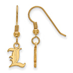 Sterling Silver Gold-plated LogoArt University of Louisville Letter L Extra Small Dangle Wire Earrings