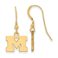 Sterling Silver Gold-plated LogoArt University of Michigan Letter M Extra Small Dangle Wire Earrings