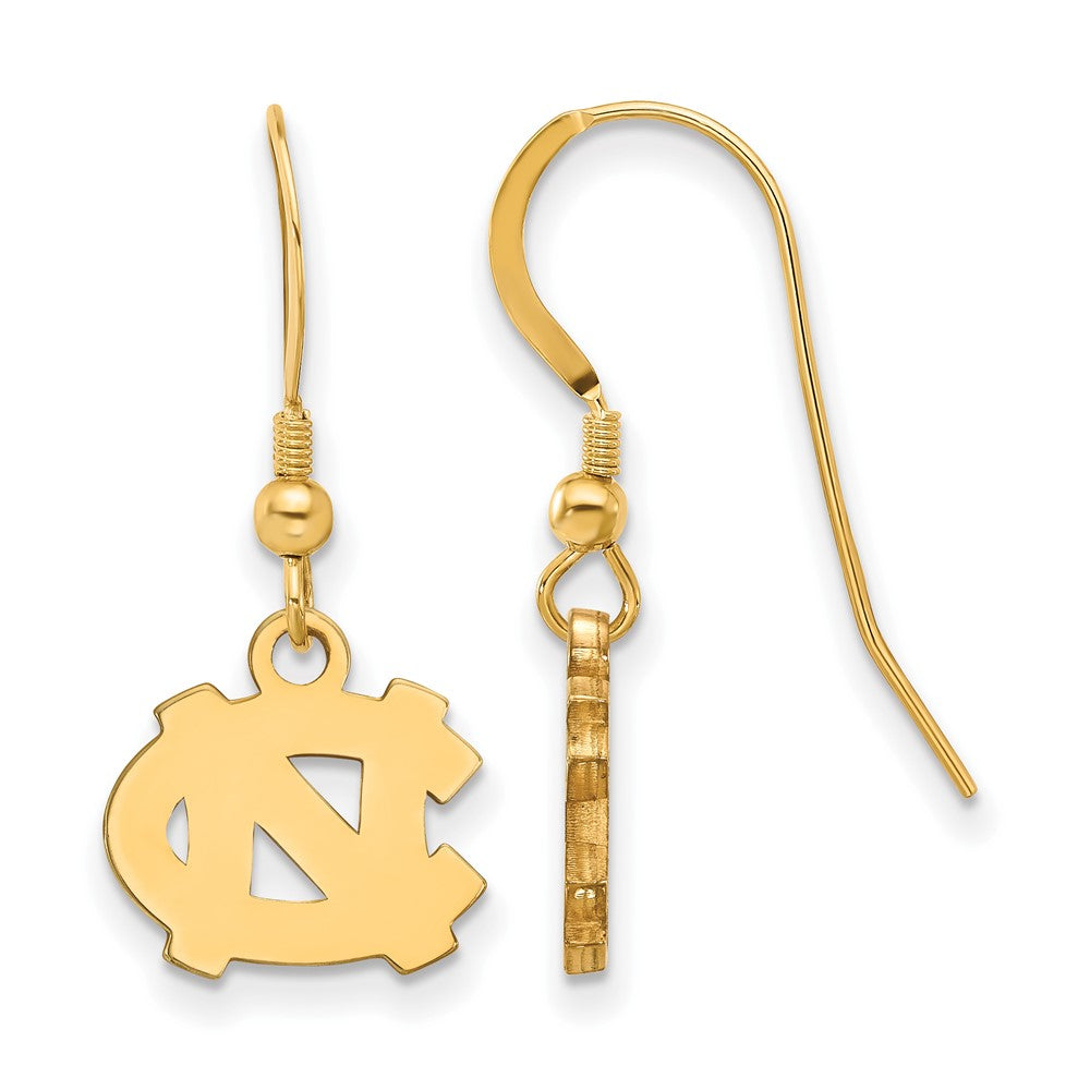 Sterling Silver Gold-plated LogoArt University of North Carolina N-C Extra Small Dangle Earrings