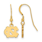 Sterling Silver Gold-plated LogoArt University of North Carolina N-C Extra Small Dangle Earrings